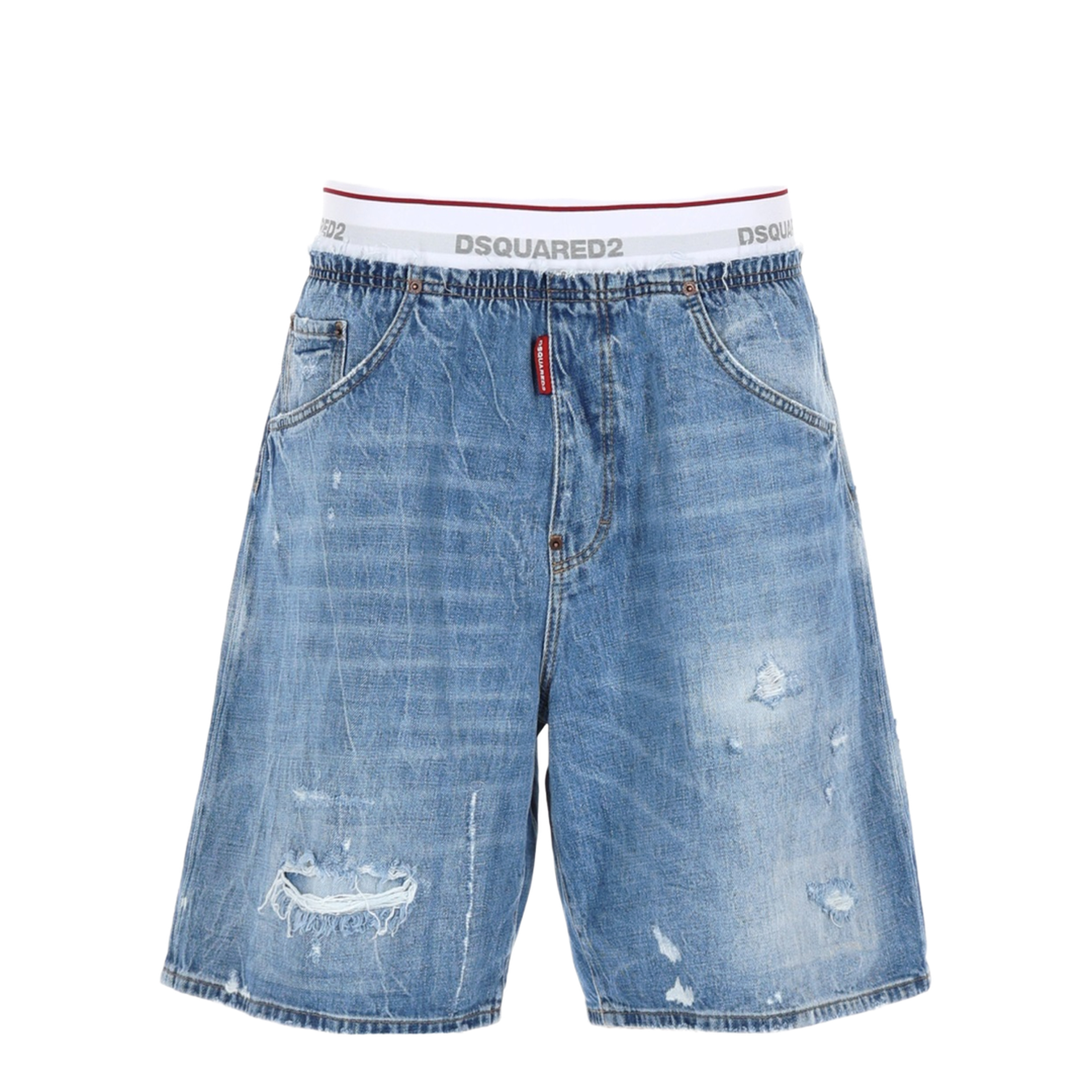 Surfer Light-Wash Distressed Denim Shorts In Blue - Image 1