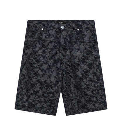 Jacquard FF Blue Denim Shorts - Image 1