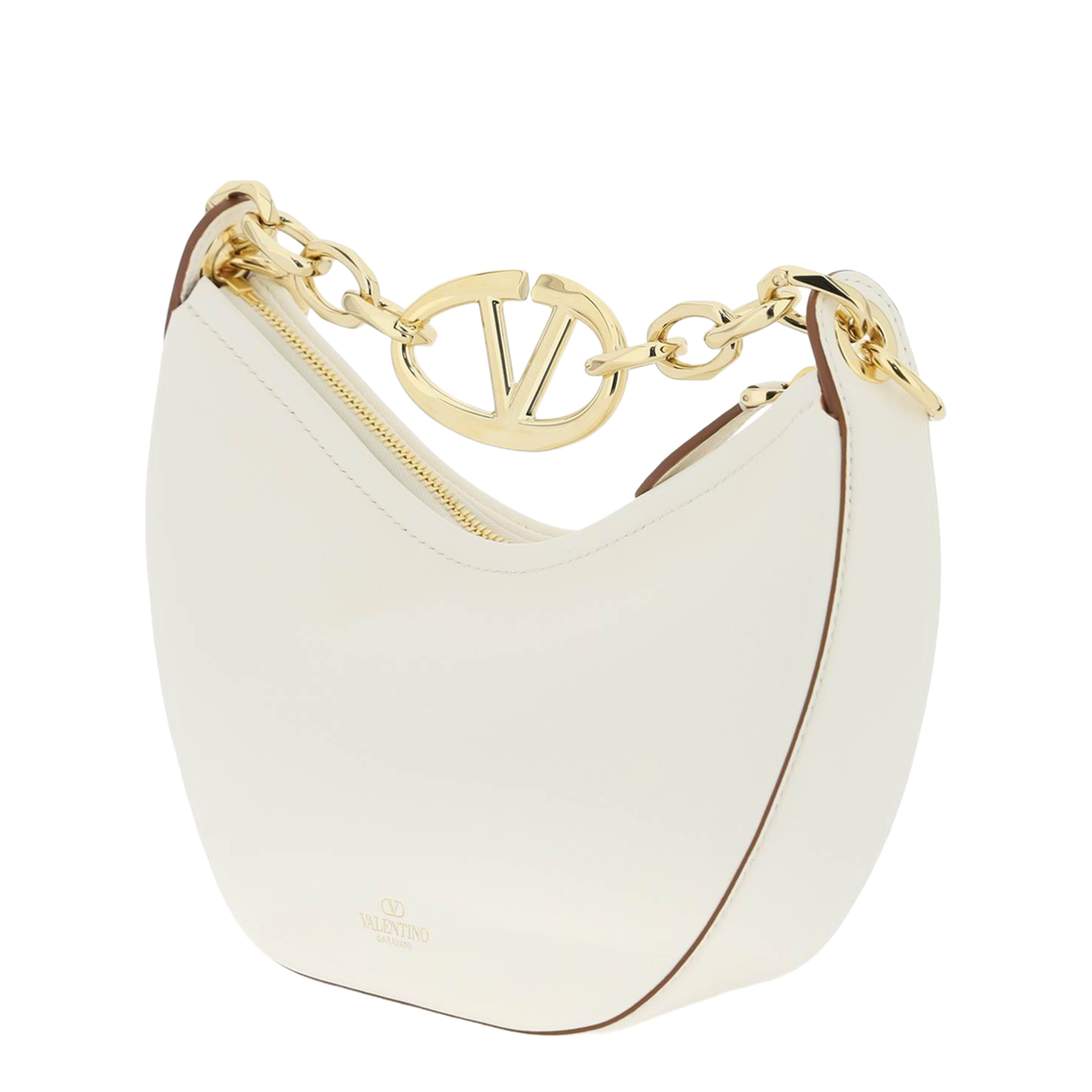 Ivory Leather Mini Hobo Vlogo Moon Handbag - Image 2