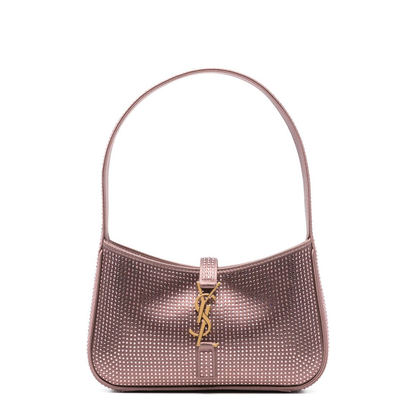 Le 5 à 7 Mini Satin and crystals Shoulder Bags - Pastel pink - Image 1
