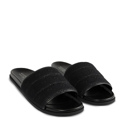 Slide Sandal in Black Padded Canvas - Image 3