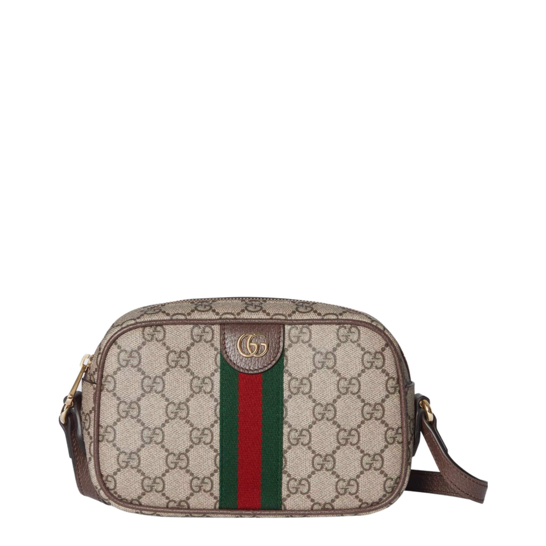 Ophidia Small Camera Bag in Beige and Brown GG Fabric - Image 1