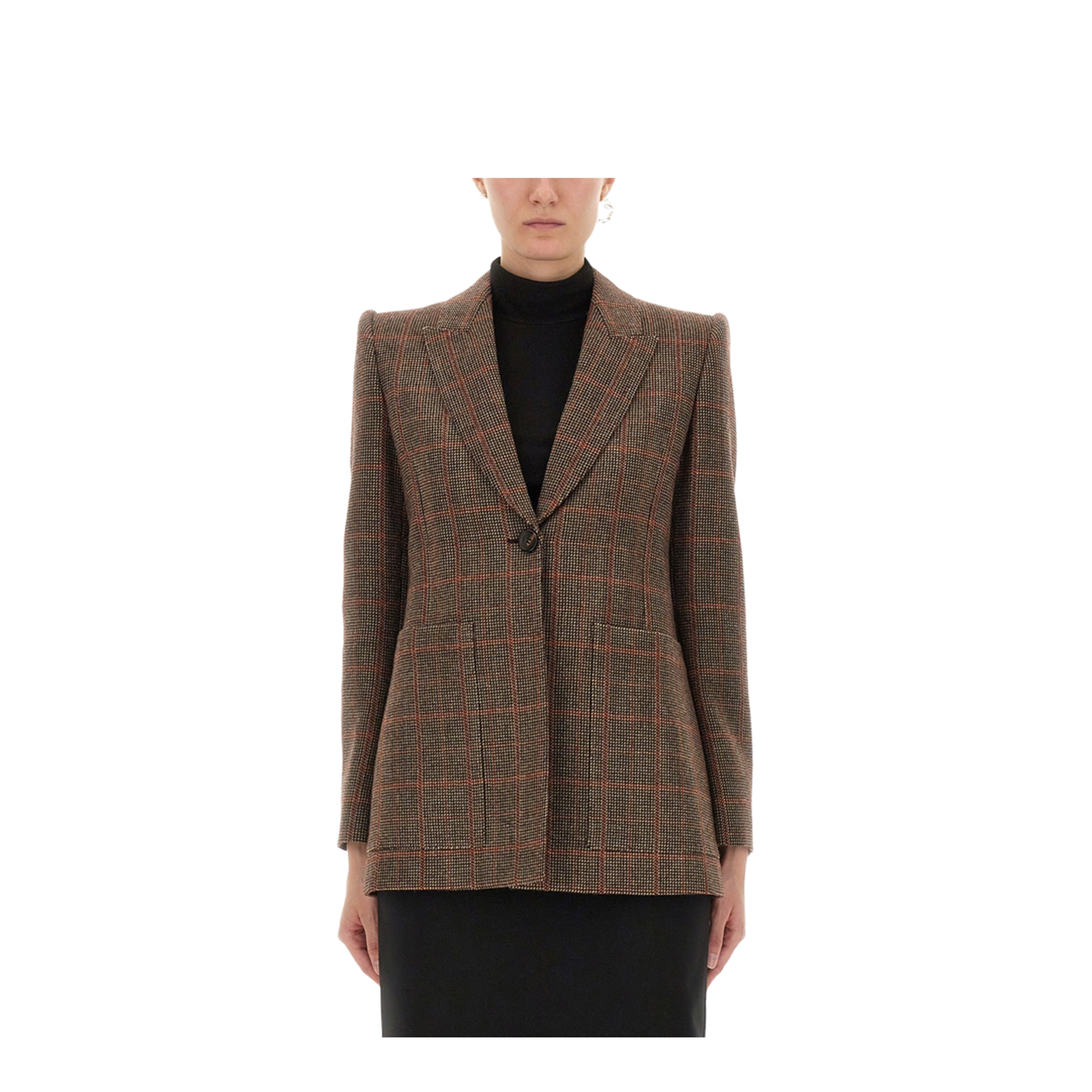 Plaid Wool Tailored Jacket - Image 1
