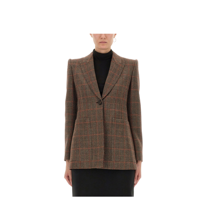 Plaid Wool Tailored Jacket - Image 1
