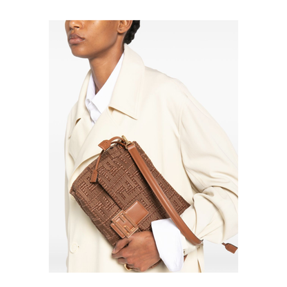 Mamma Baguette Medium Raffia-Effect Shoulder Bag - Sellier Brown - Image 3