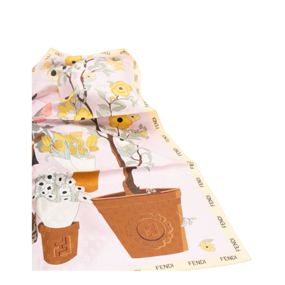 Gardening Pink Multicoloured Silk Foulard - Image 4