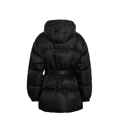 Re-Nylon Hooded Padded Jacket with Front Pouch, Black - Image 2