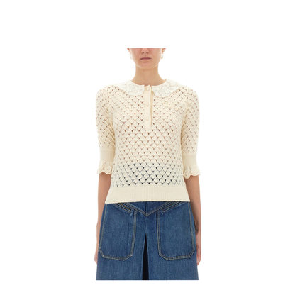 Cotton Crochet Sweater - Image 1