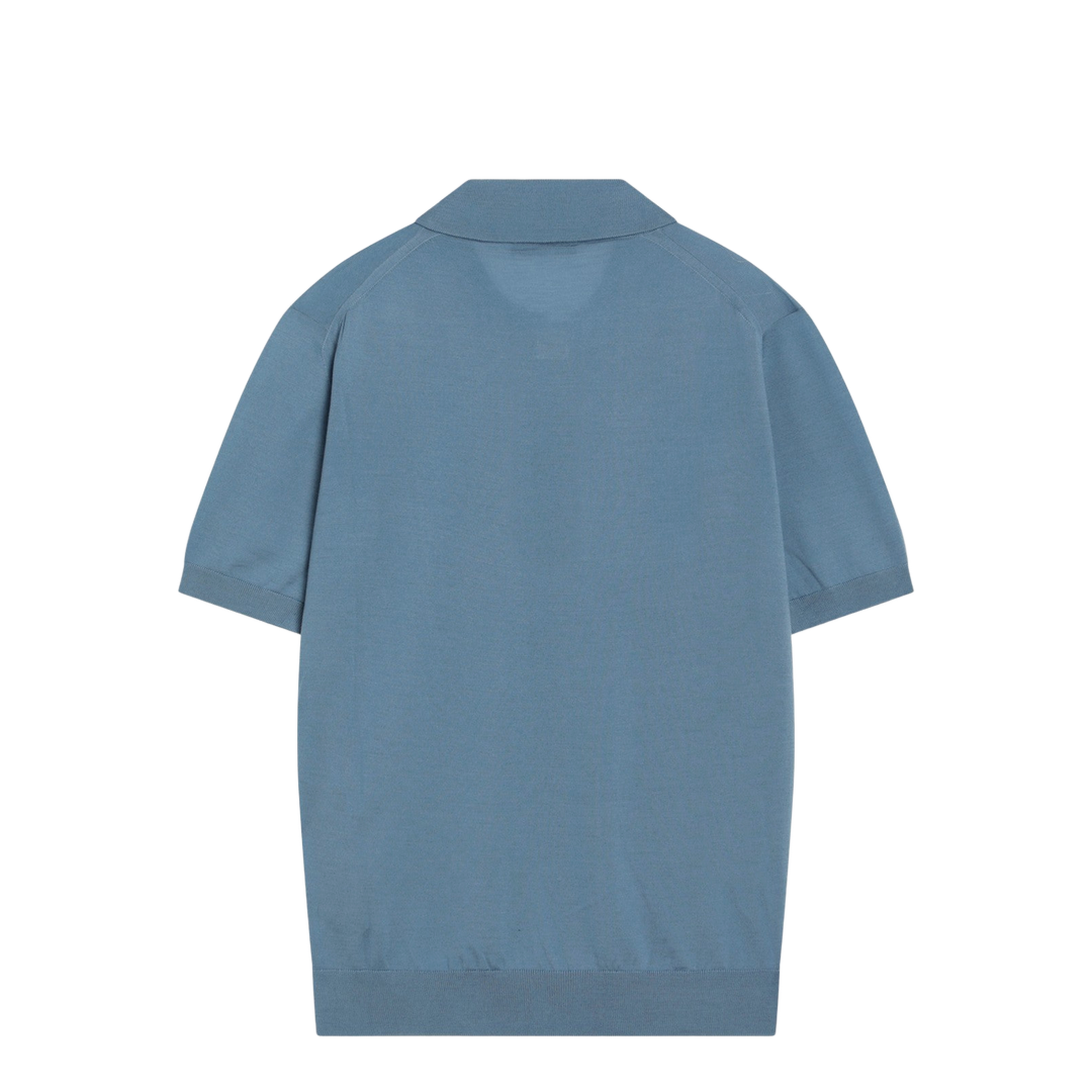 Air-force blue combed wool polo shirt - Image 2