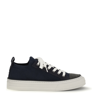 Cotton Knit and Suede Sneakers - Image 1