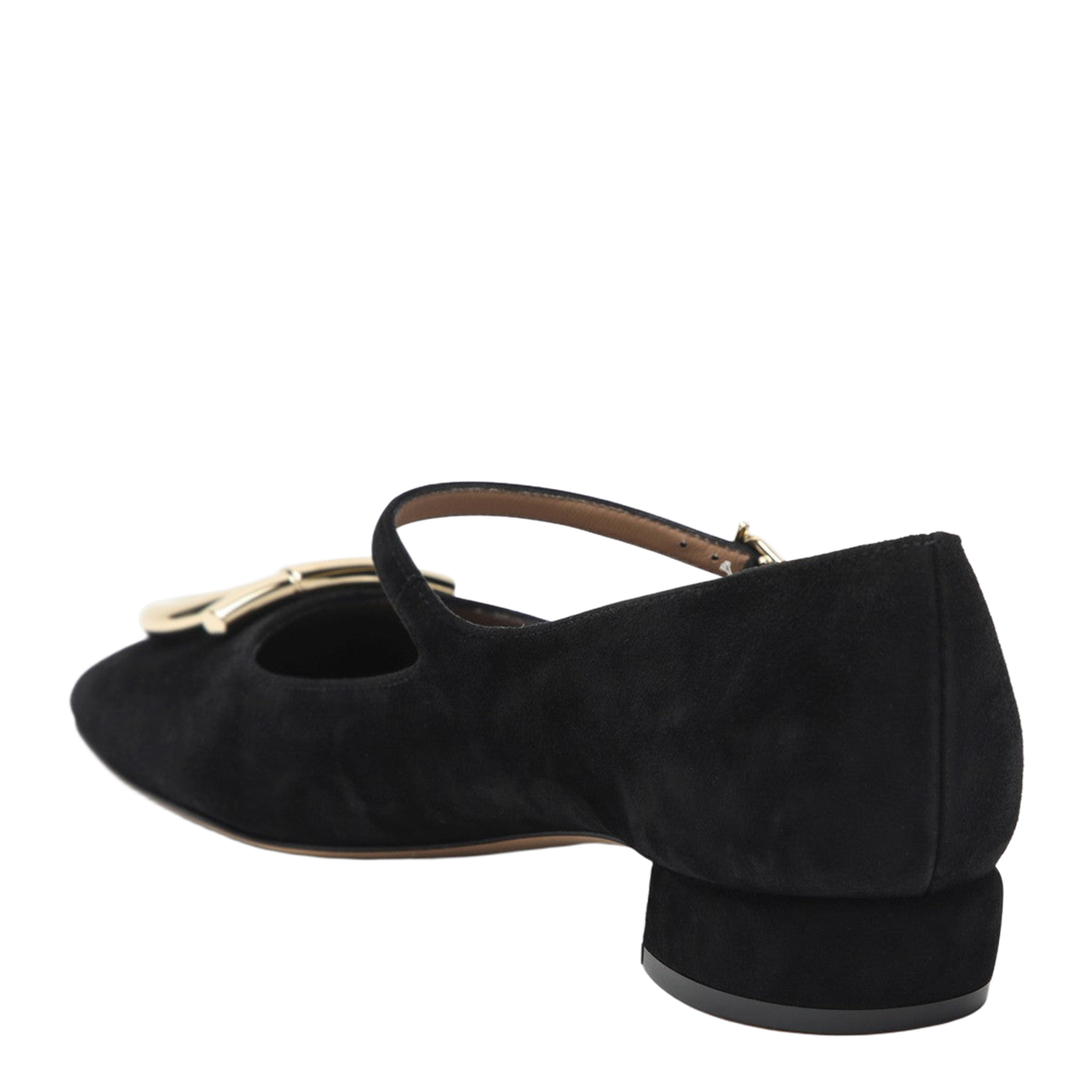 Black Gancini Heeled Ballerina in Suede - Image 2