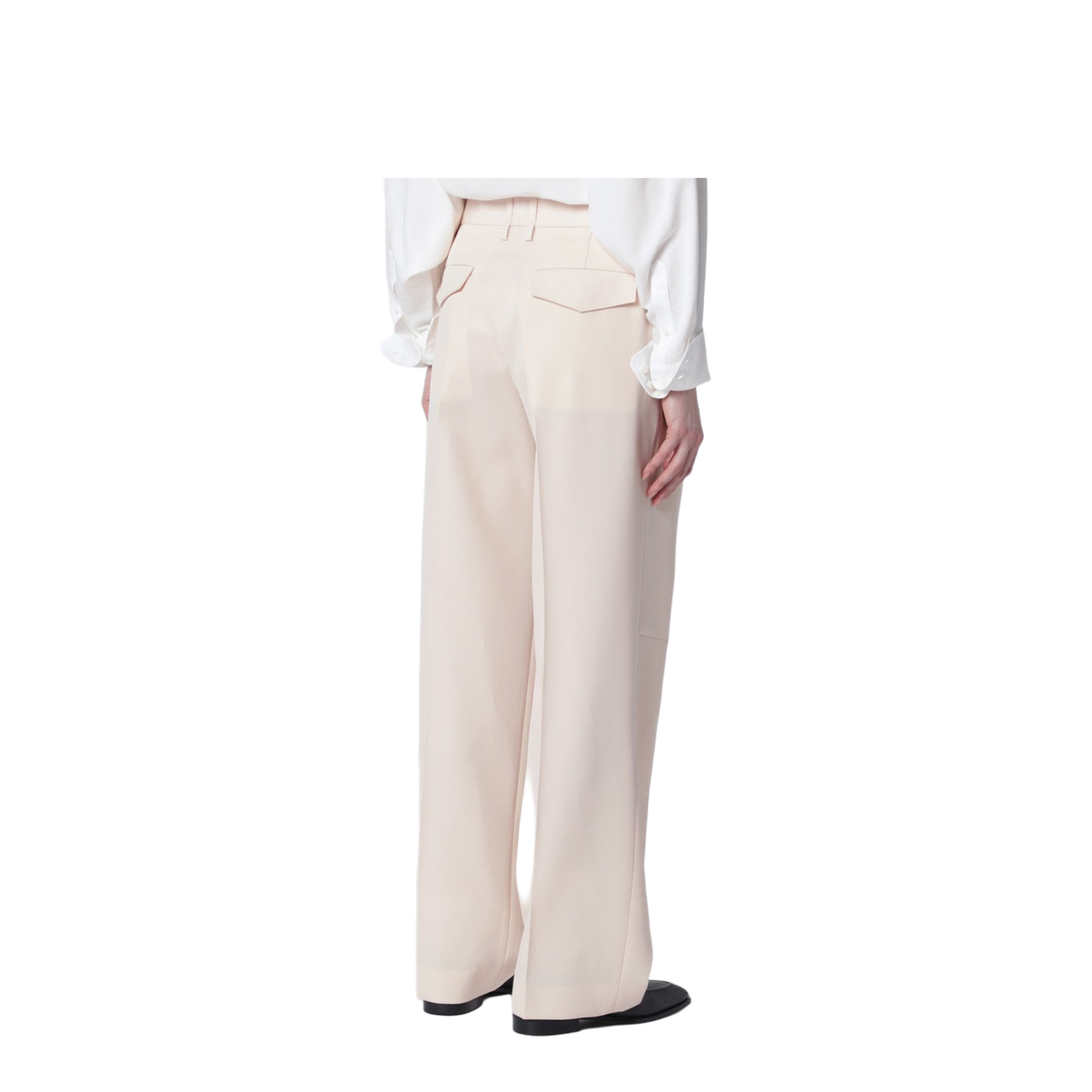 Ivory Wool Gabardine Trousers - Image 2