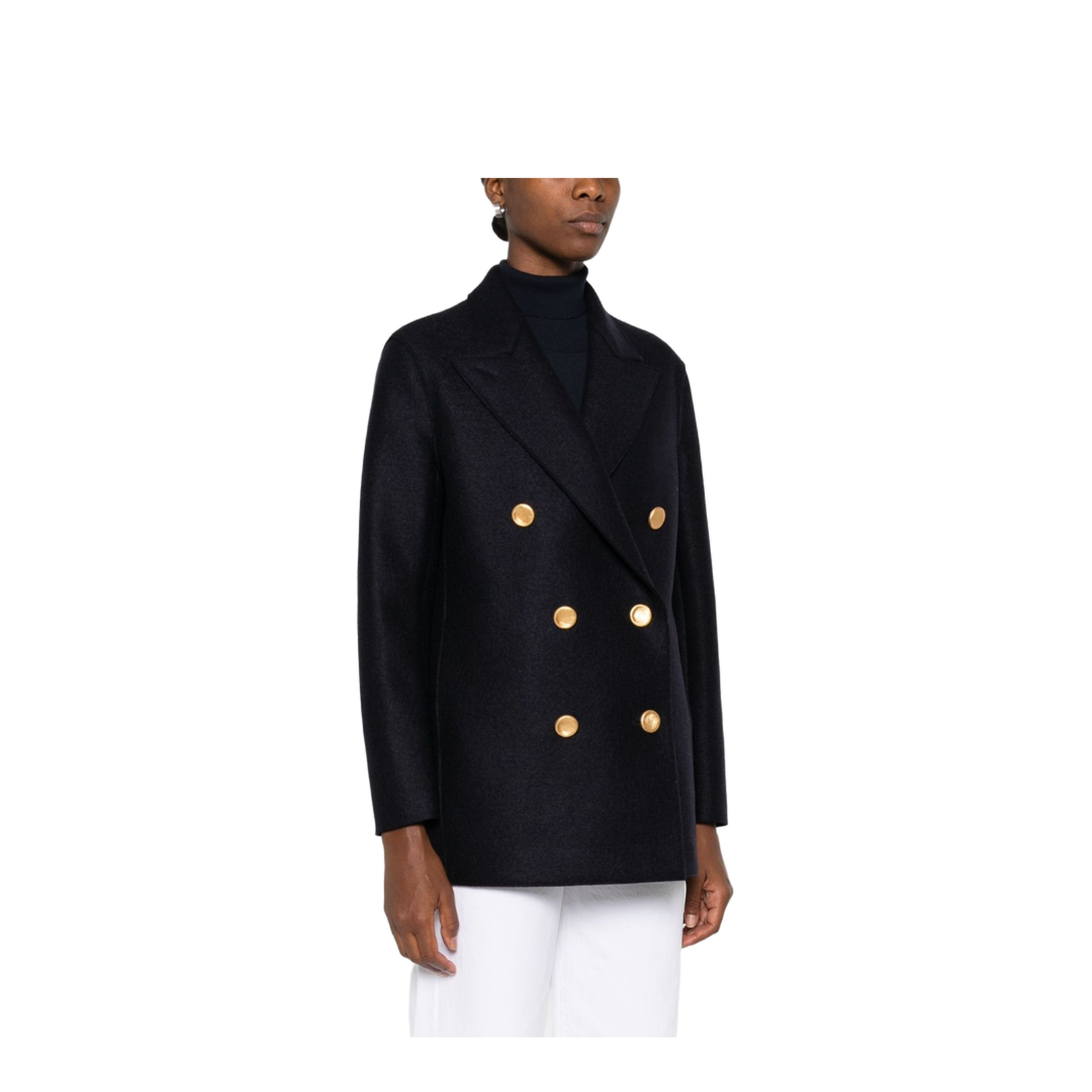 Navy Blue Gold-Button Double-Breasted Coat - Image 5
