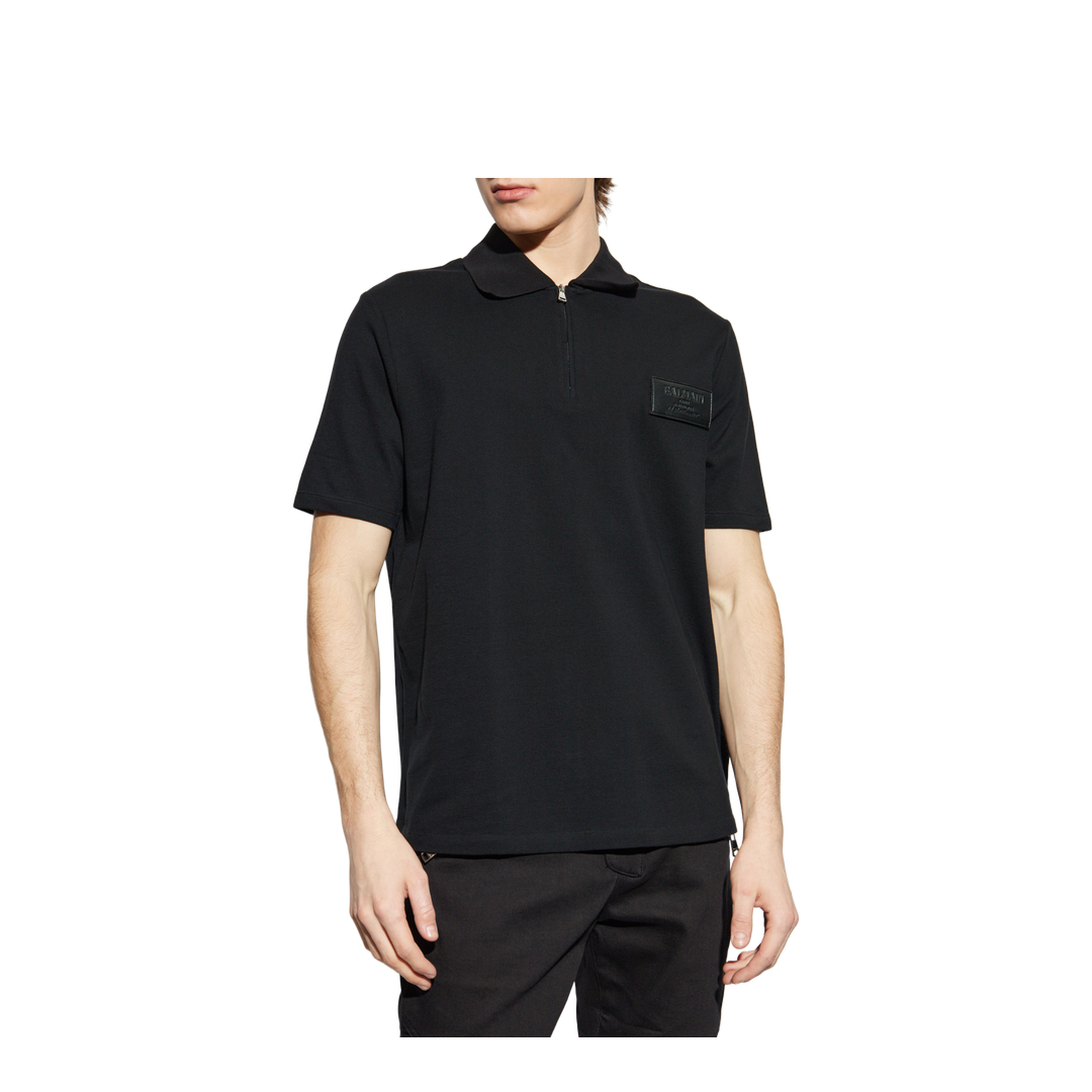 Cotton Polo with Patch Cotton Black - Image 2