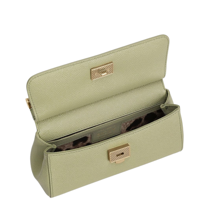 Sicily Small Top Handle Bag In Sage Green - Image 5