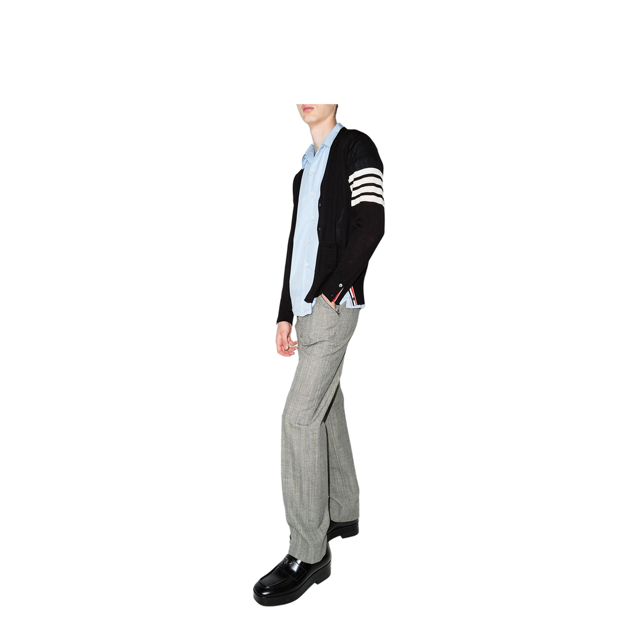 4-Bar Stripe Sustainable V-Neck Cardigan - Image 4