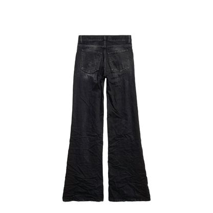 Crinkled Effect Wide Leg Jeans With Washed And Worn-Out Details - Image 5