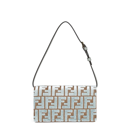 Wallet On Chain Baguette FF Jacquard Velvet Green - Image 3