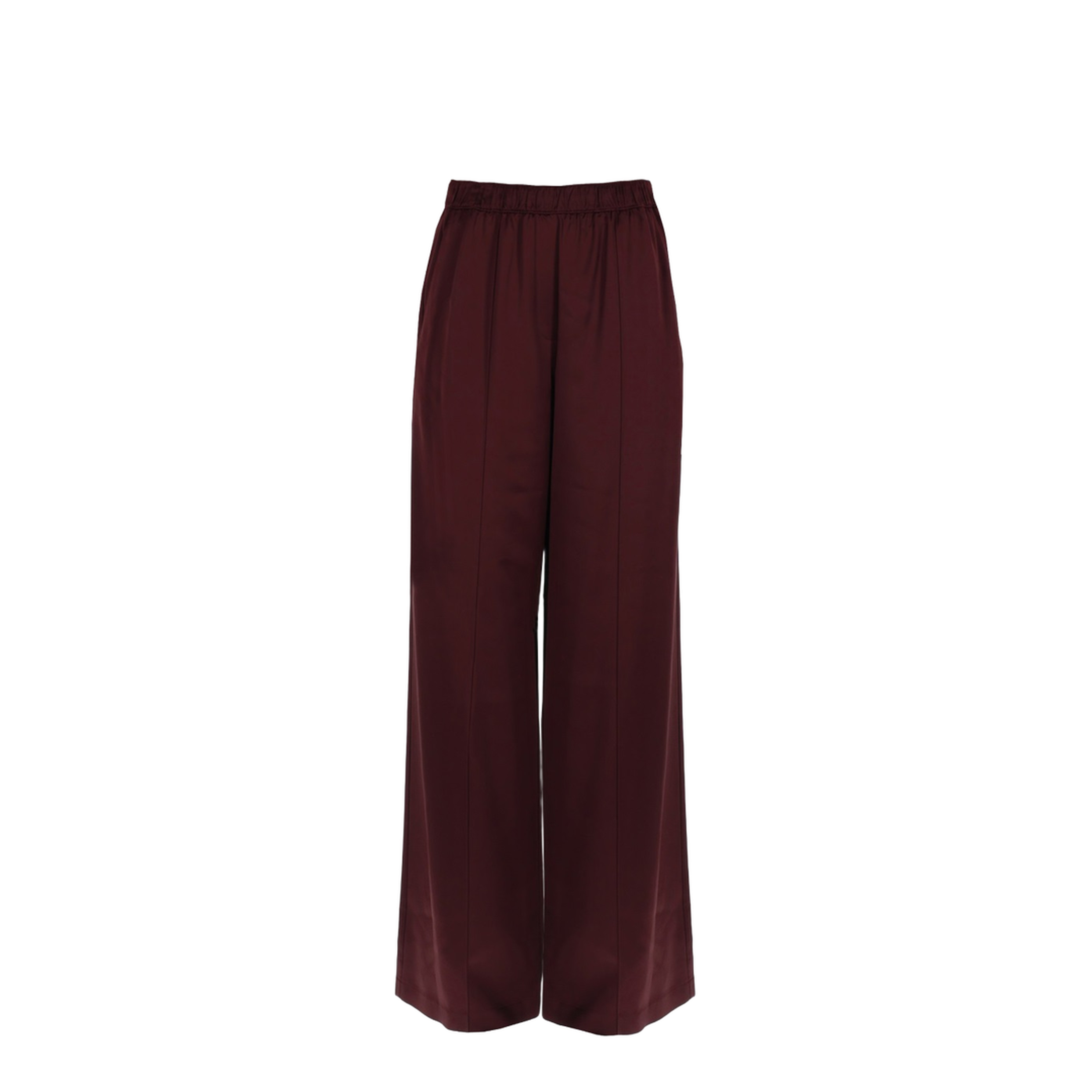 Burgundy Satin Wide-Leg Pants - Image 1
