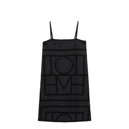 Monogram Midi Dress in Silk with Embroidered Trim - Image 1