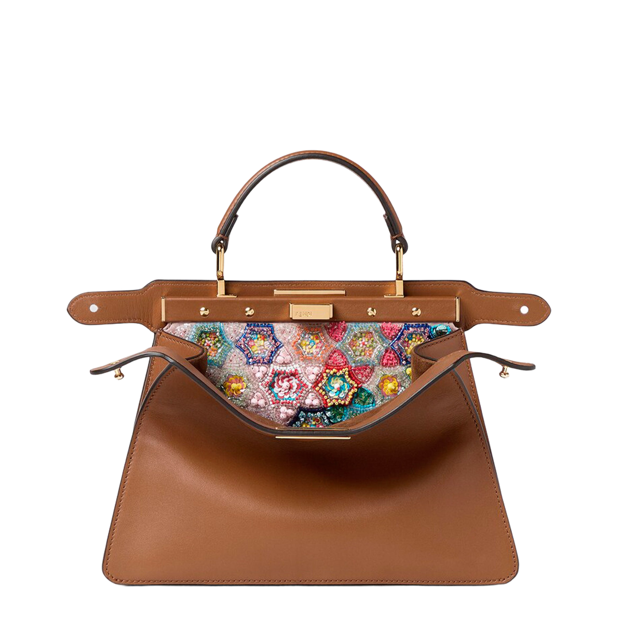 Small Peekaboo Bag in Leather with Multicoloured Beads - Image 1