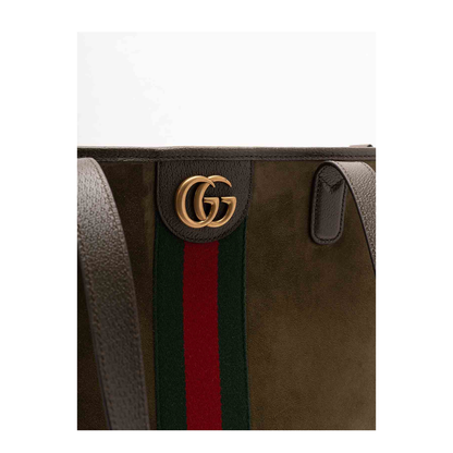 Ophidia Medium Tote Bag Dark Green Suede - Image 4