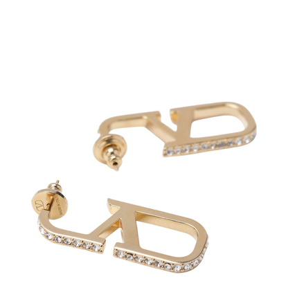 Gold-tone VLogo Signature Earrings with Swarovski Crystals - Image 2