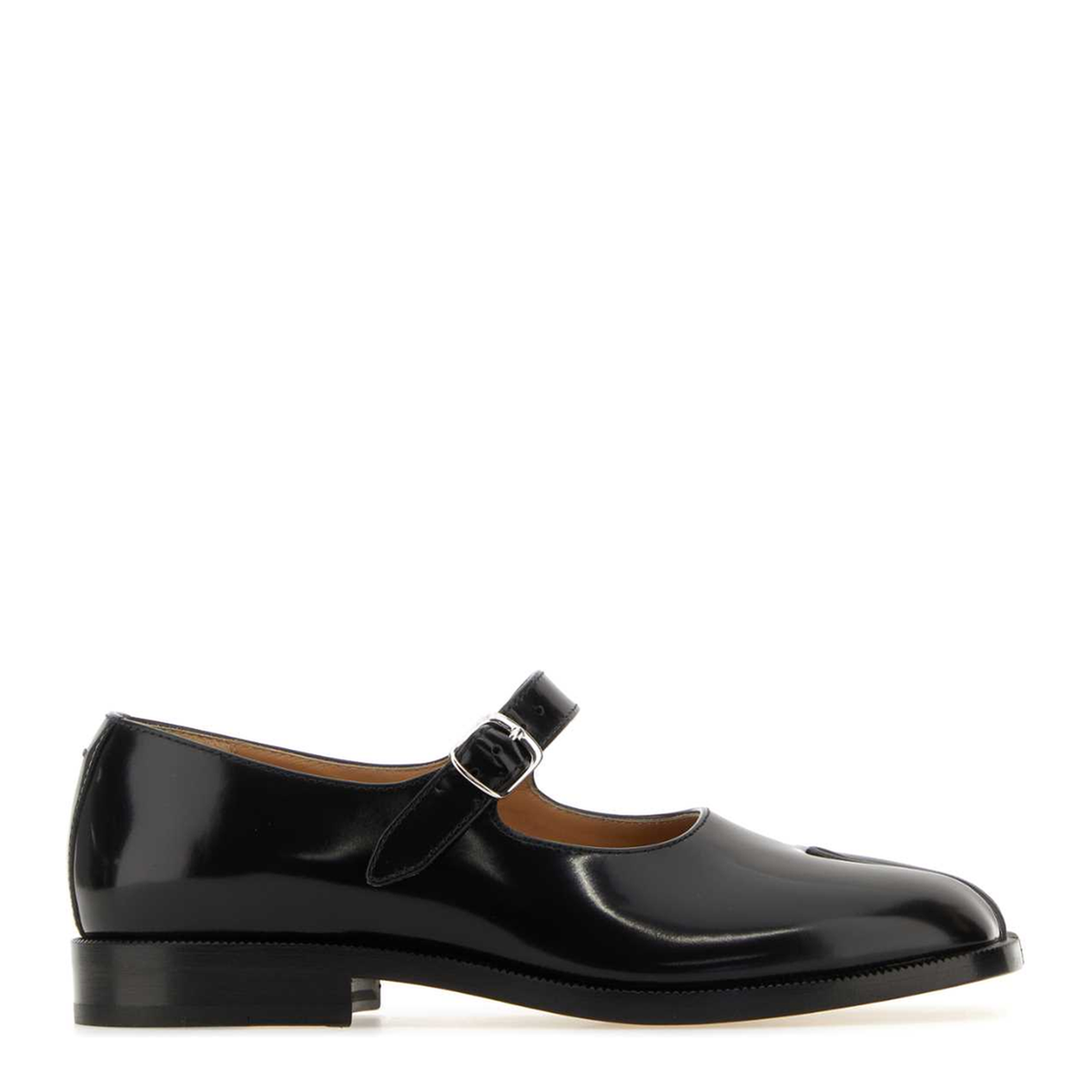 Black Leather Tabi Mary-Jane Shoes - Image 1