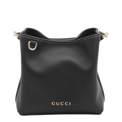 GG Emblem Leather Bucket Bag - Black - Image 1