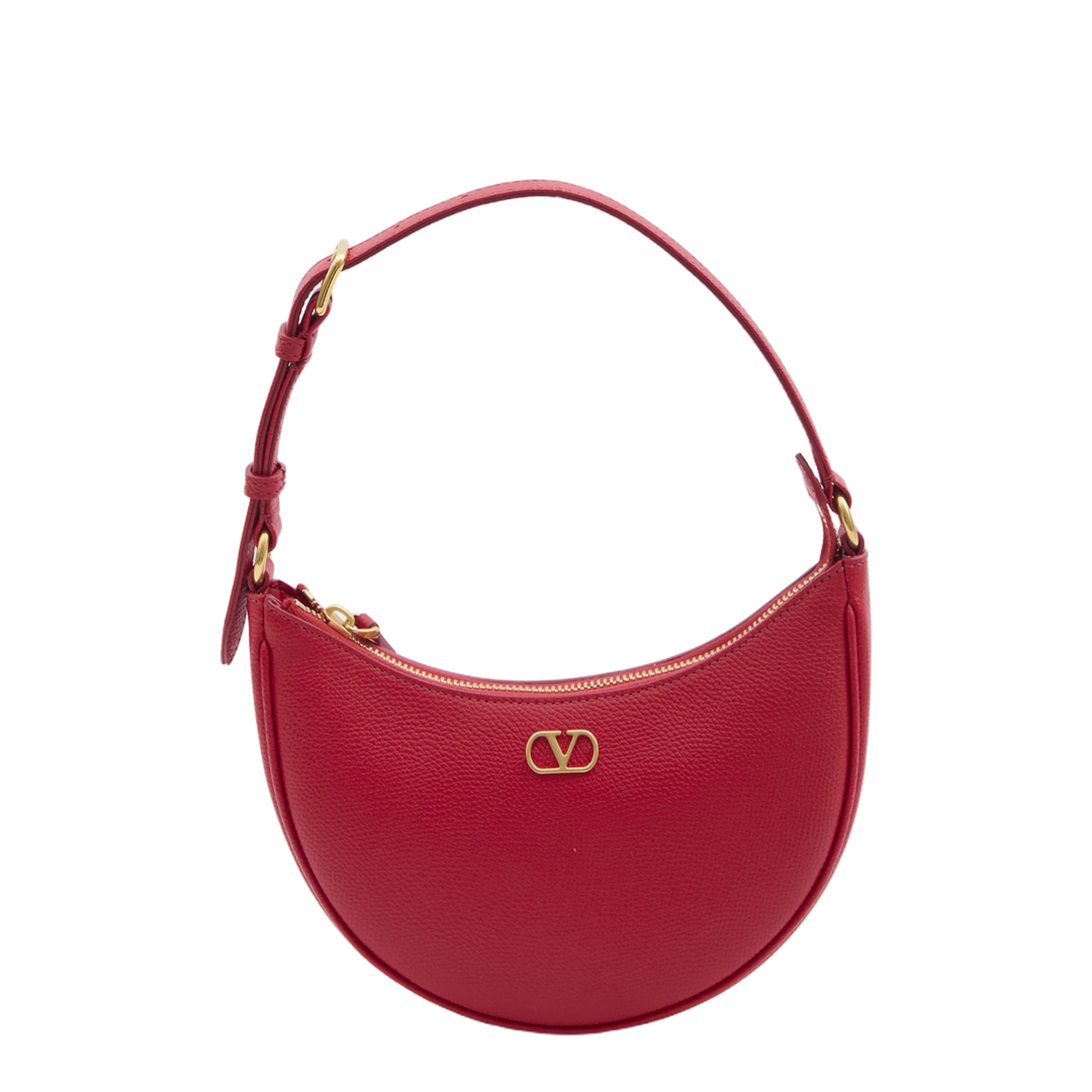 VLogo Signature Mini Calfskin Hobo Bag - Pure Red - Image 1