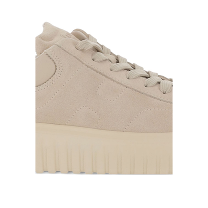 Beige Suede Upper Vertical Stripes Round Toe Lace-Up Front - Image 5