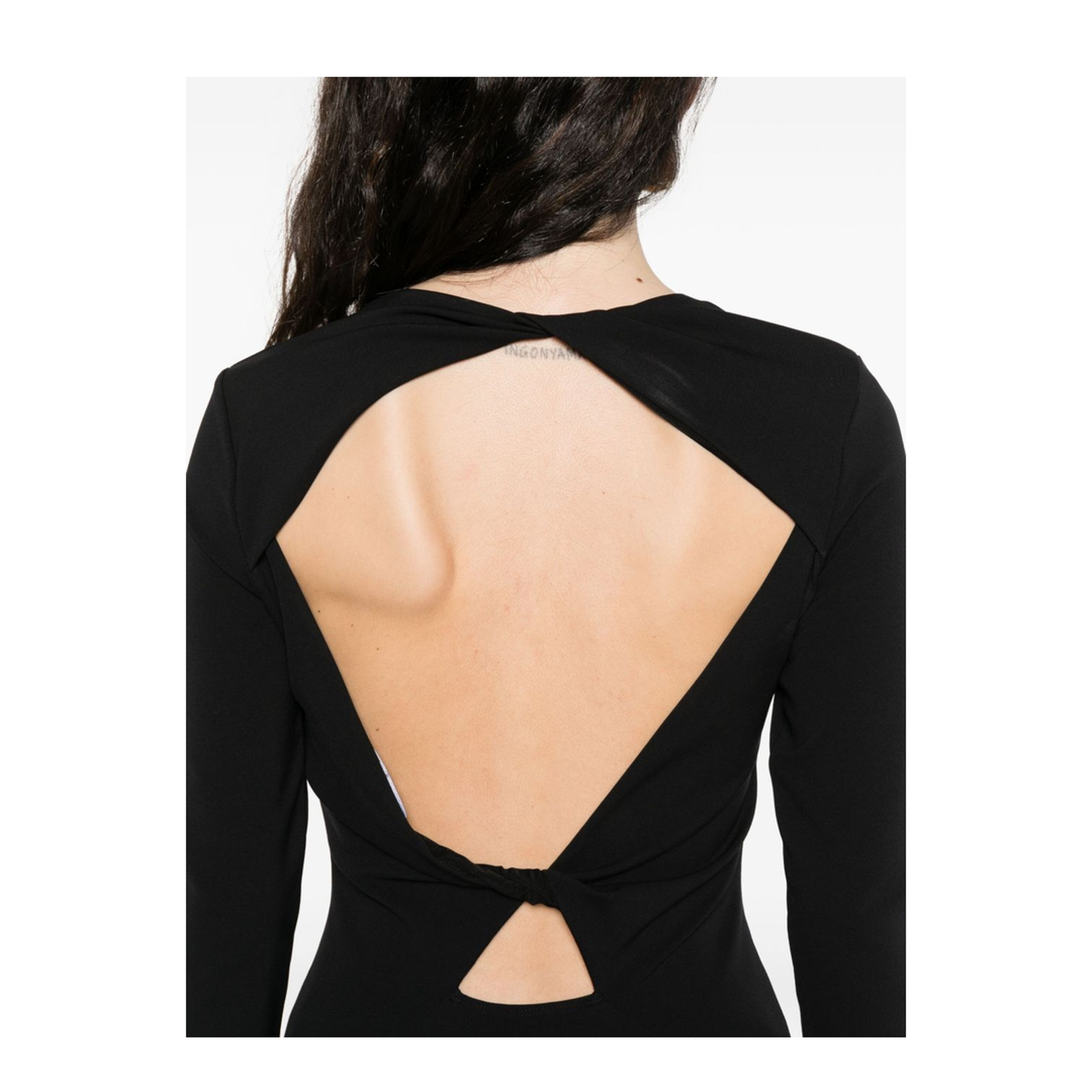 Black Dress with Long Sleeves and Knot Detail - Image 4