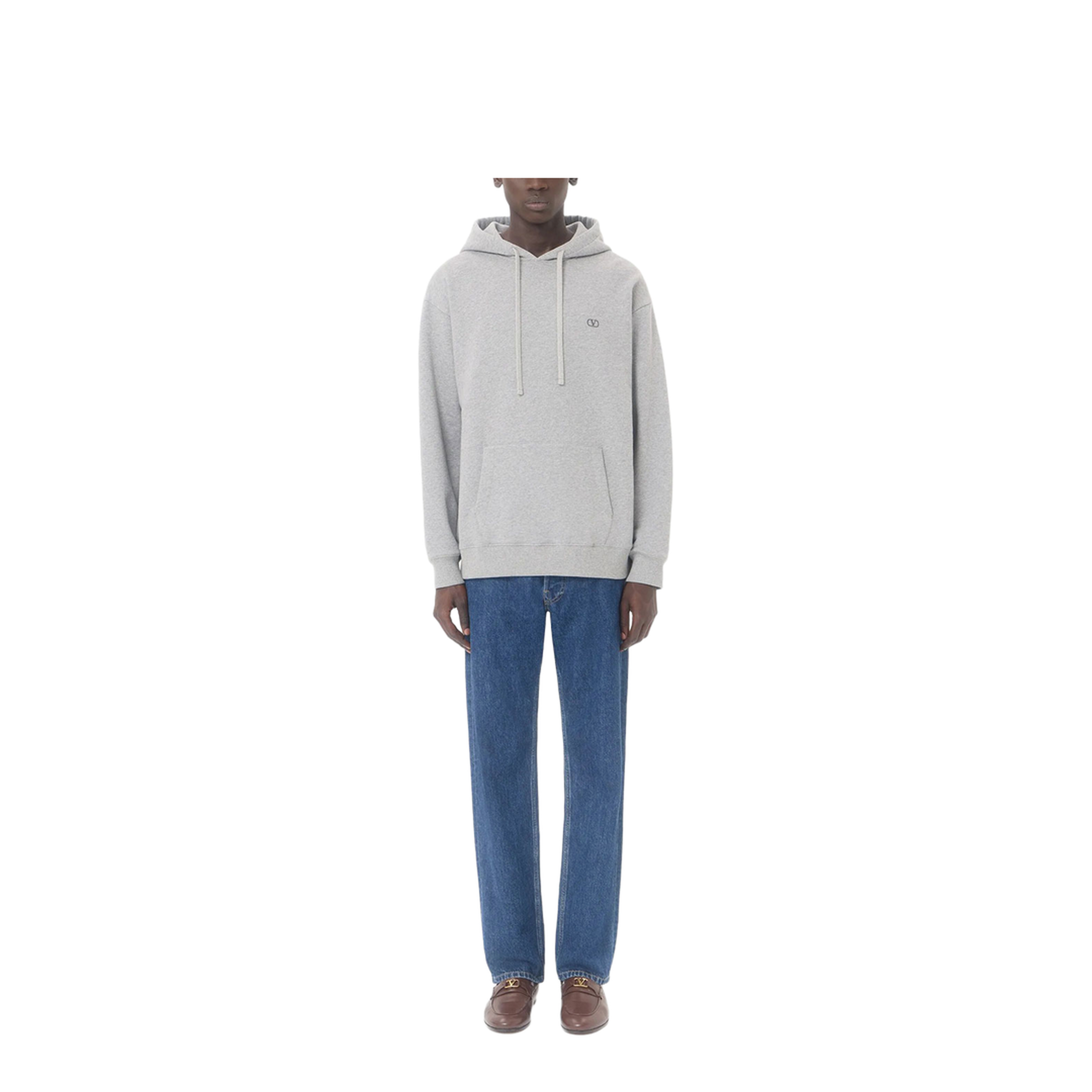 Cotton Hoodie with Vlogo Embroidery - Image 2