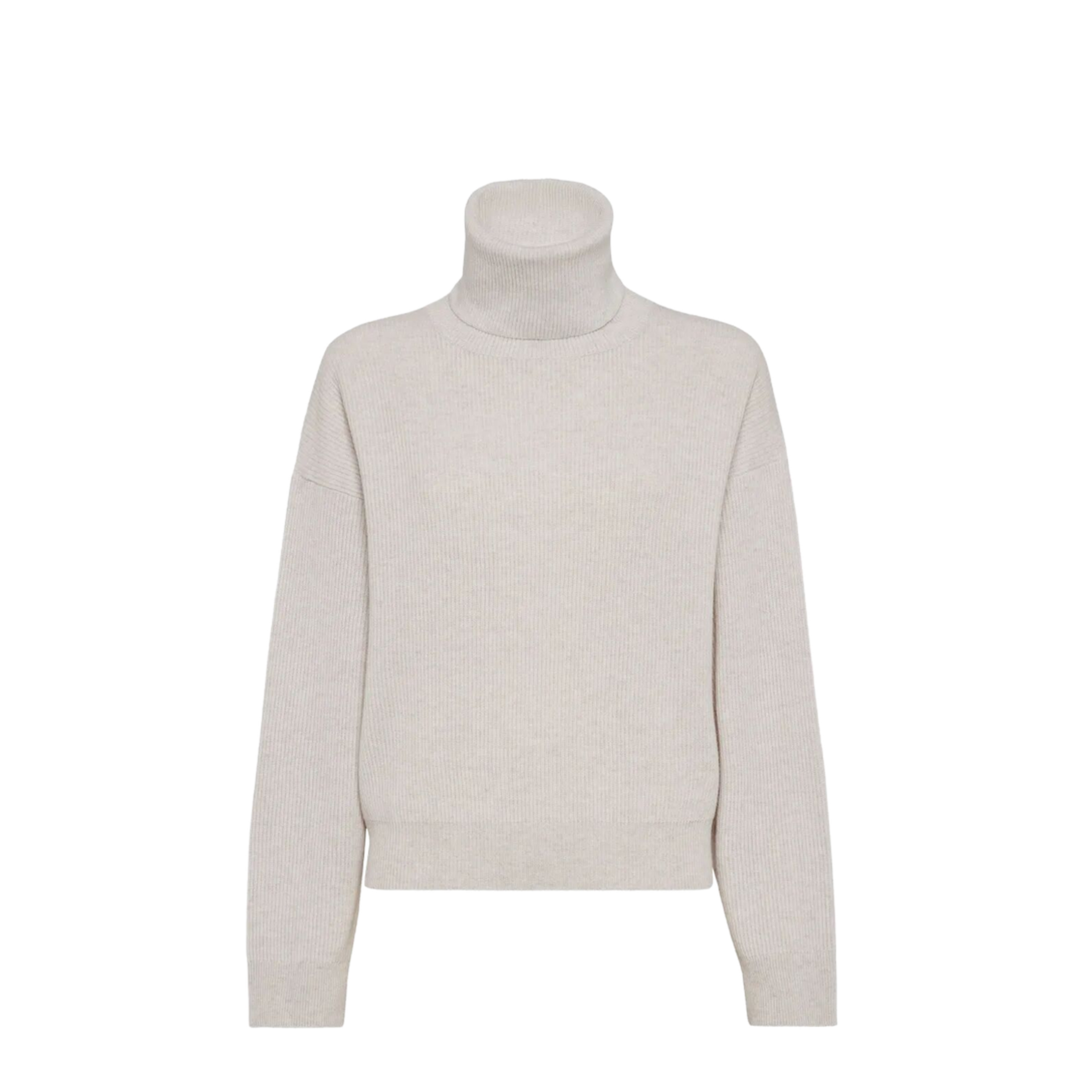 Cashmere Blend English Ribbed Turtleneck Sweater - Image 1