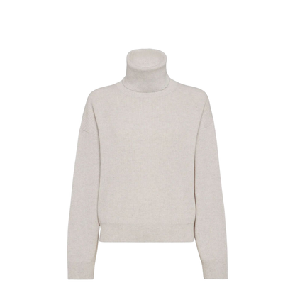Cashmere Blend English Ribbed Turtleneck Sweater - Image 1