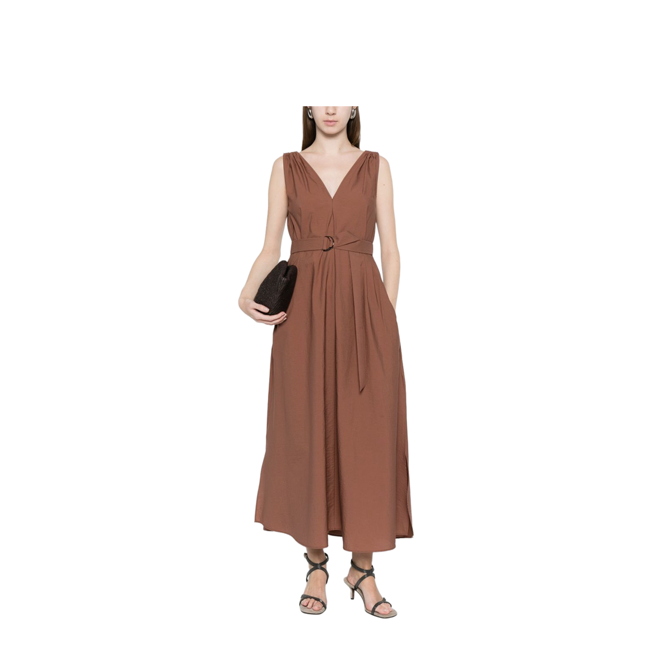Cotton Long Dress Brown - Image 4