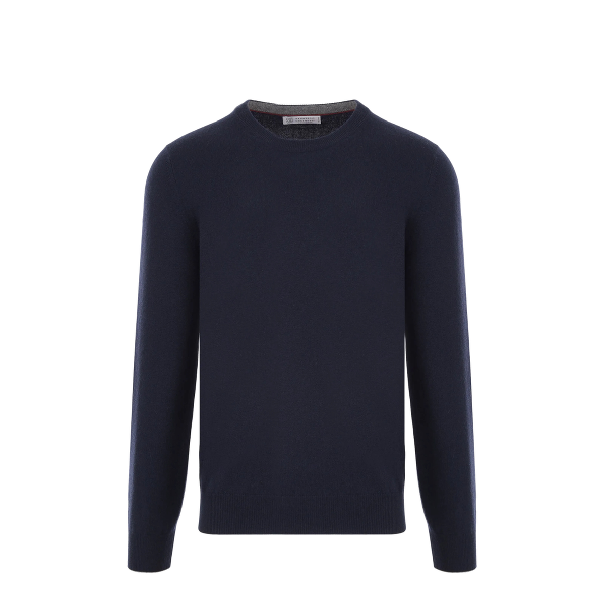 Ribbed Edges Detail Cashmere Crew Neck - Image 1