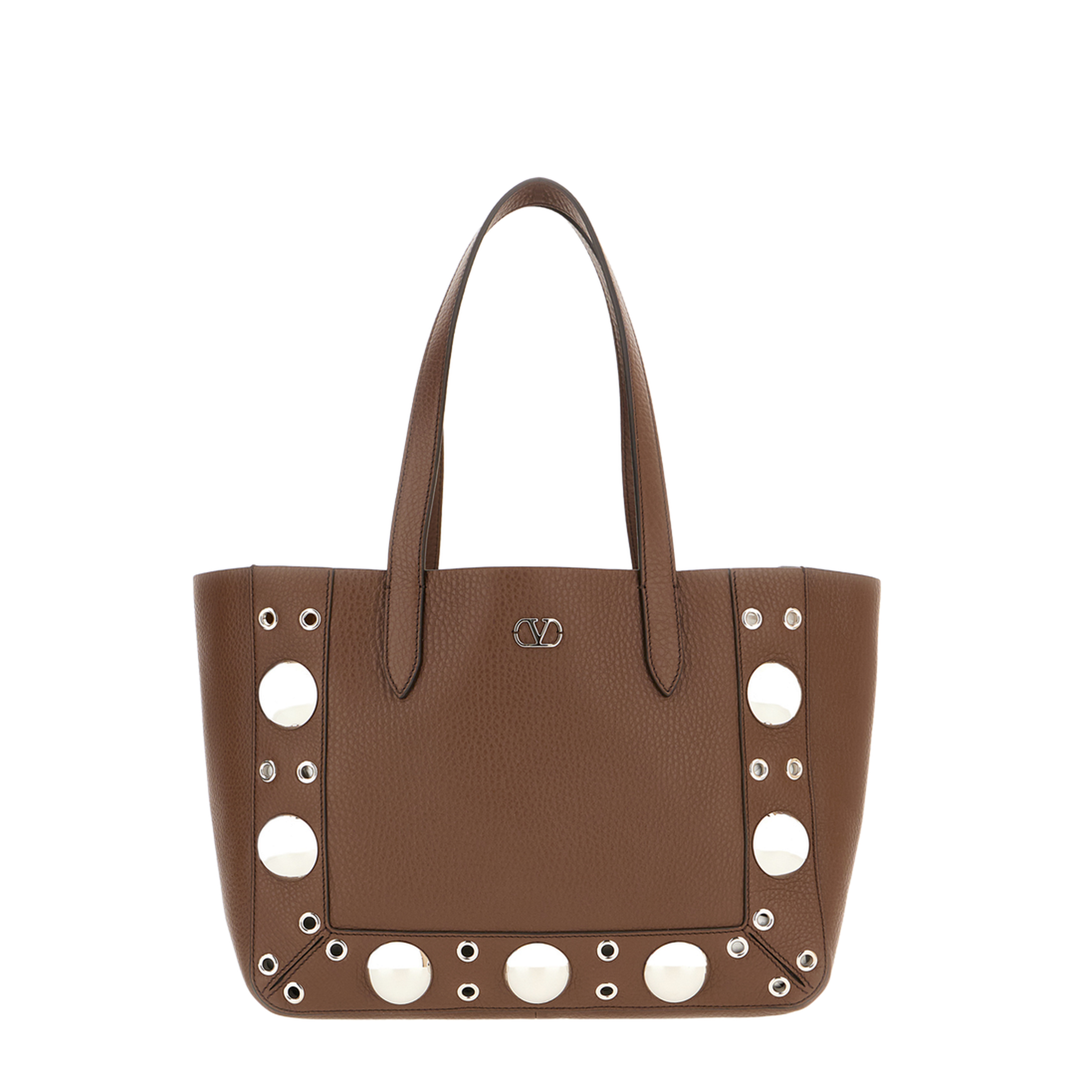 Brown Leather Small Shopping Bag - Image 1