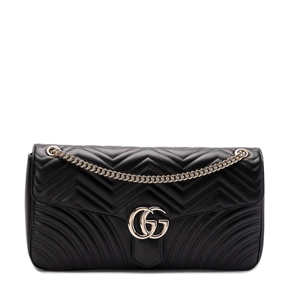 GG Marmont Large Leather Shoulder Bag - Black - Image 5