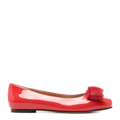 Varina Fur Patent Leather Ballet Flats - Image 1