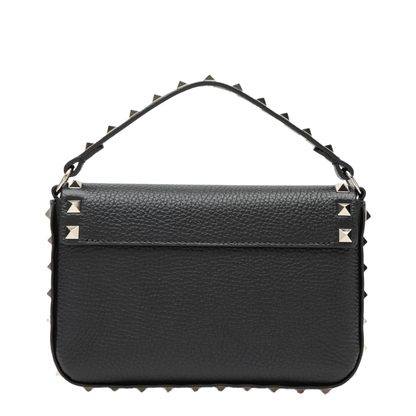 Rockstud Pouch in Grained Calfskin Leather, Black - Image 2