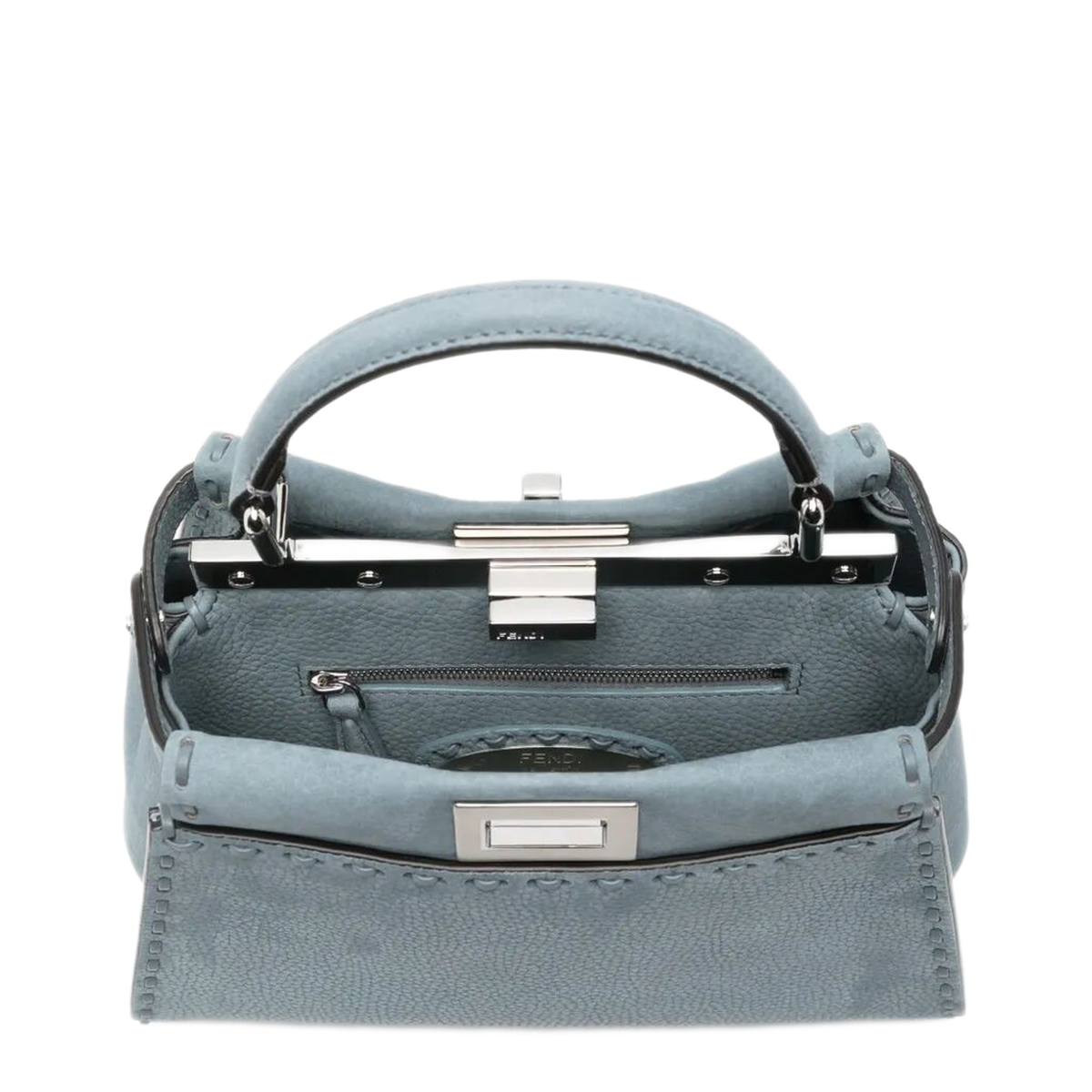 Peekaboo Mini Cuoio Romano Leather Handbag - Light Blue - Image 2