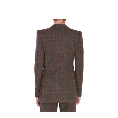 Check Wool Blazer Brown - Image 4