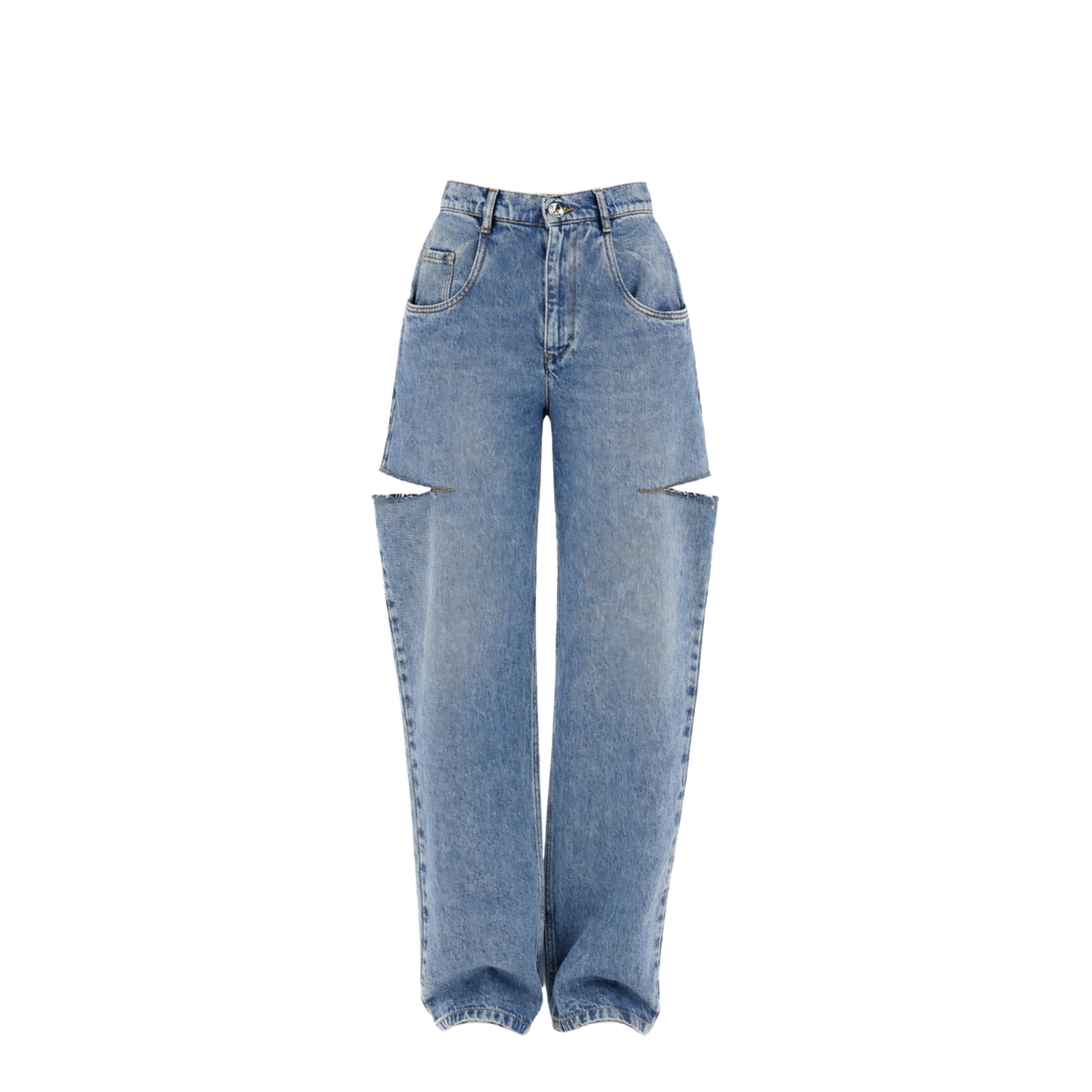 Denim Jeans with Slash Details - Image 1