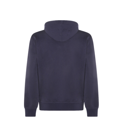 Zipped Cotton Fleece Sweater Blue - Image 3