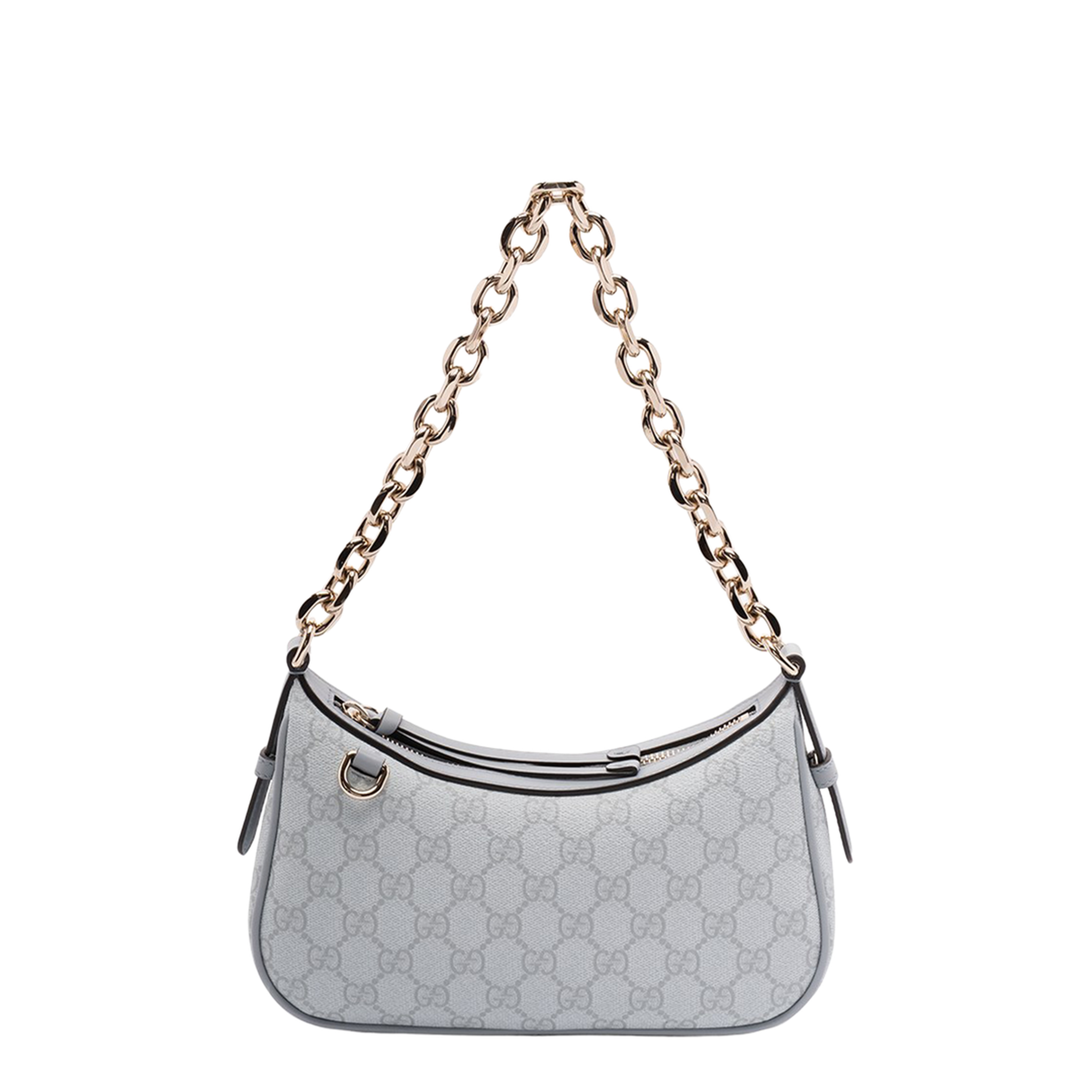 GG Emblem Small Polyurethane Shoulder Bag - Light Blue - Image 1