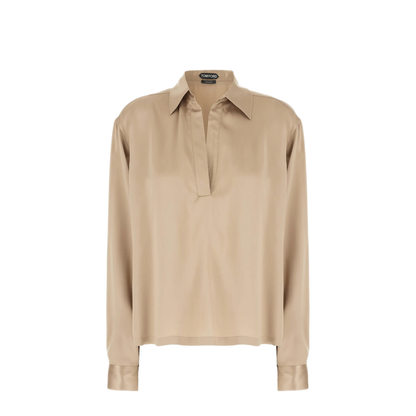 Peach-Feel Silk Satin Polo - Image 1