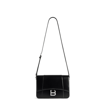 Hourglass Medium Flap Bag in Black - Image 1