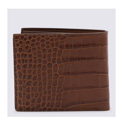 Crocodile Print Leather Wallet Brown - Image 6