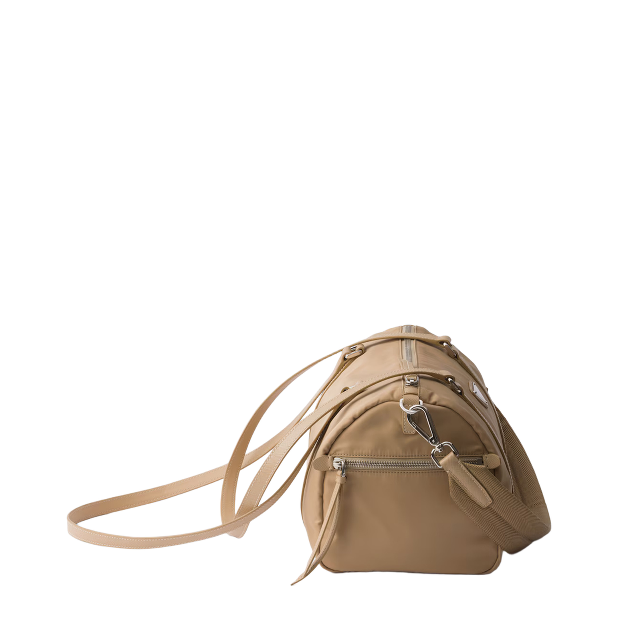 Re-Nylon Large Re-Nylon and Saffiano Leather Duffel Bag - Camel - Image 5